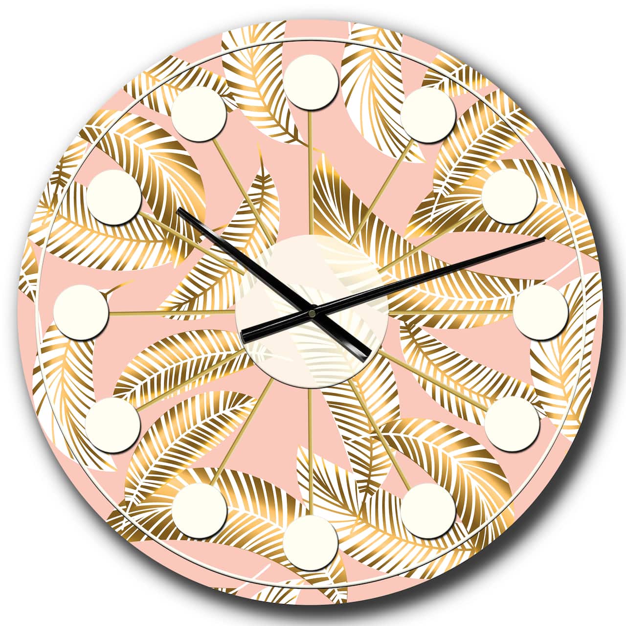 Designart 'Golden Foliage Iv Mid-Century Modern Wall Clock